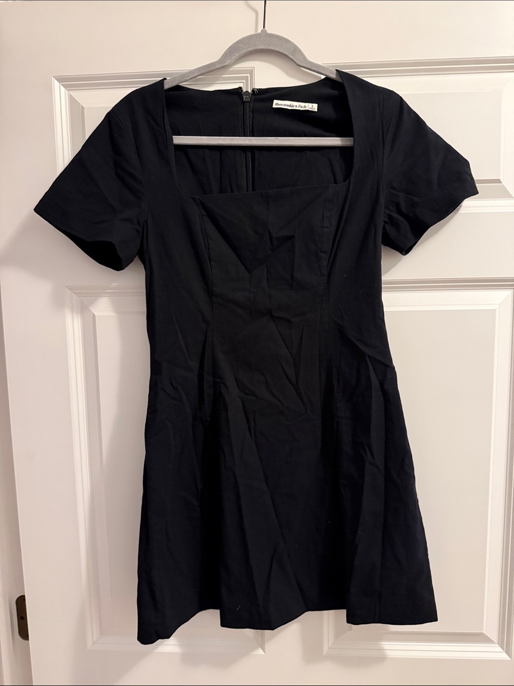 Abercrombie & Fitch Black Square-Neck Short Sleeve Dress